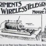 A drawing commemorates the first long distance wireless signal sent in America on April 19, 1899 between the campuses of Saint Mary’s College and Notre Dame. (Photo by Matt Cashore/University of Notre Dame)